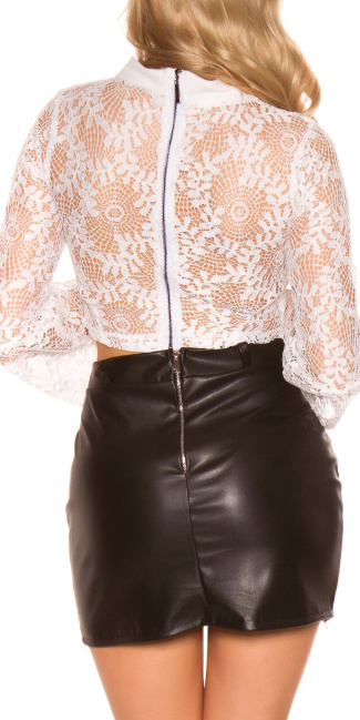 lace top with bell sleeves White